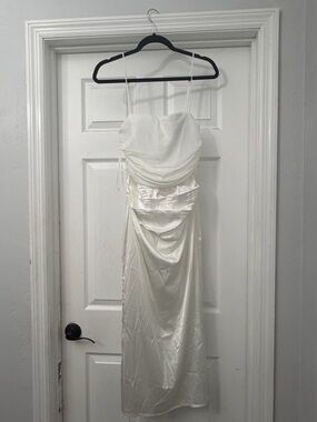Hello Molly fortune seeker dress White Satin Ruched Slip Dress - Women